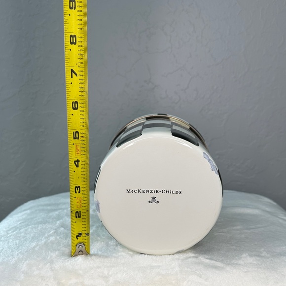 MacKenzie-Childs Black and White Checkered Canister with Colorful Knob - Picture 12 of 12